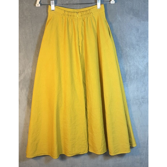 REDYAZEL Women's Rayon Blend Lined Long Skirt Yellow - Picture 2 of 5